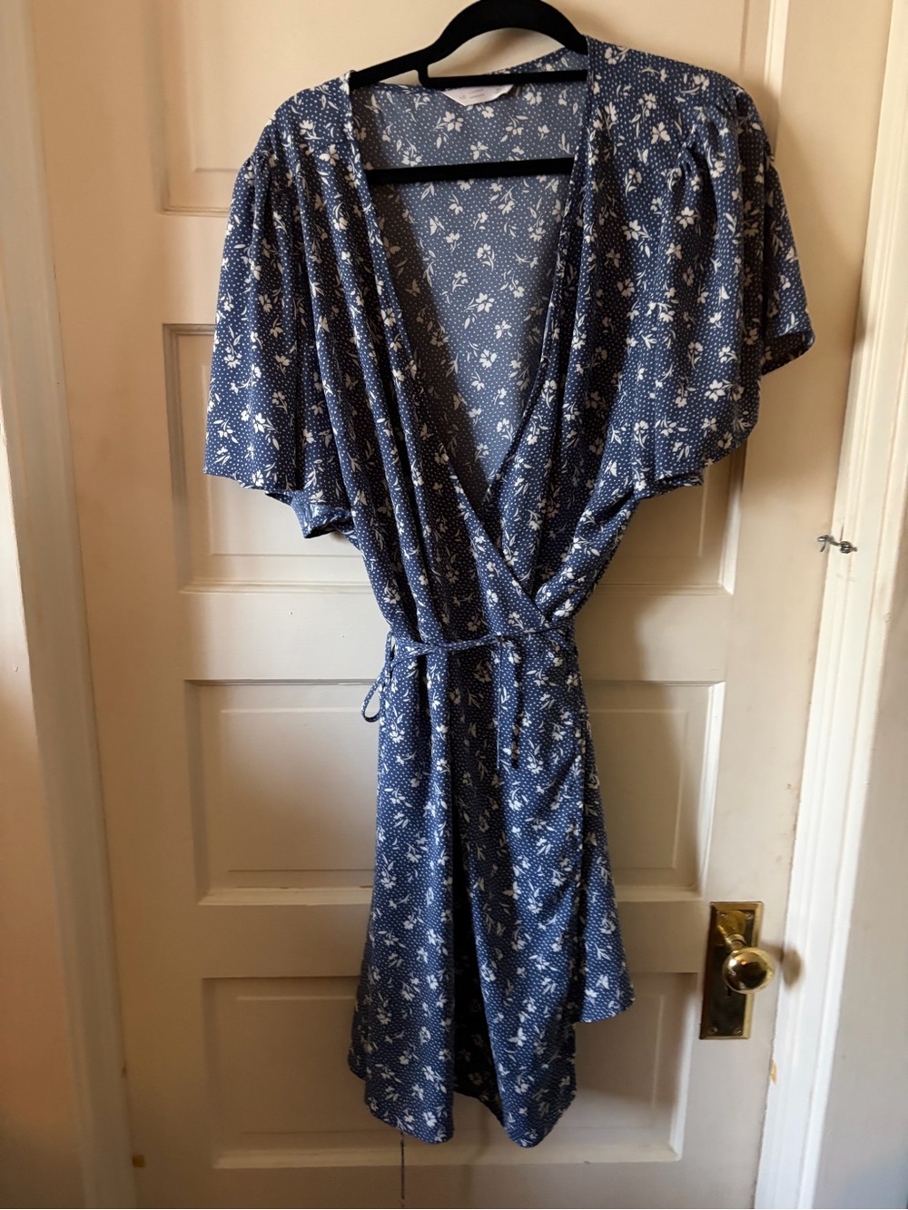 LC Lauren Conrad Blue Floral Wrap Dress
